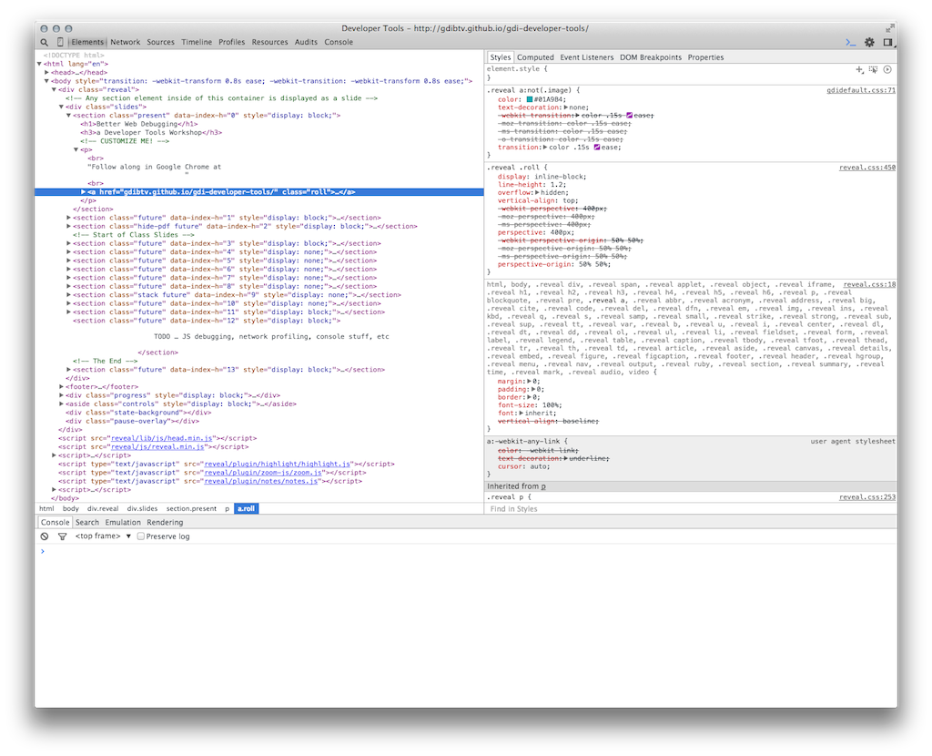 Screencap of overall dev tools panel