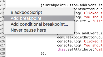 JS breakpoint screenshot