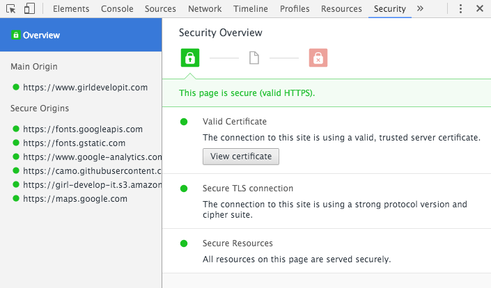 Security Panel screenshot
